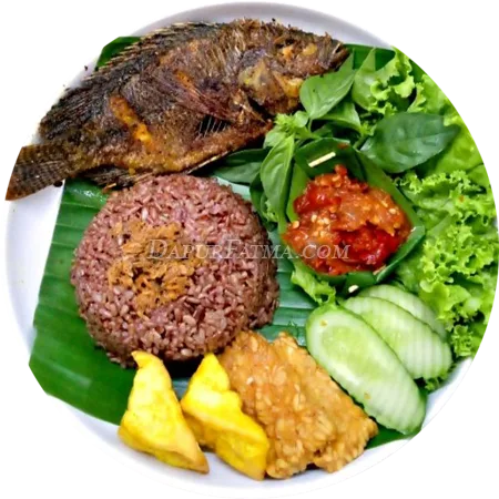 NASI IKAN GORENG BERAS MERAH