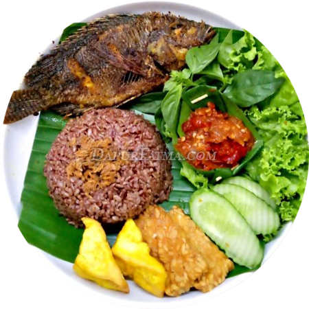 NASI IKAN GORENG BERAS MERAH
